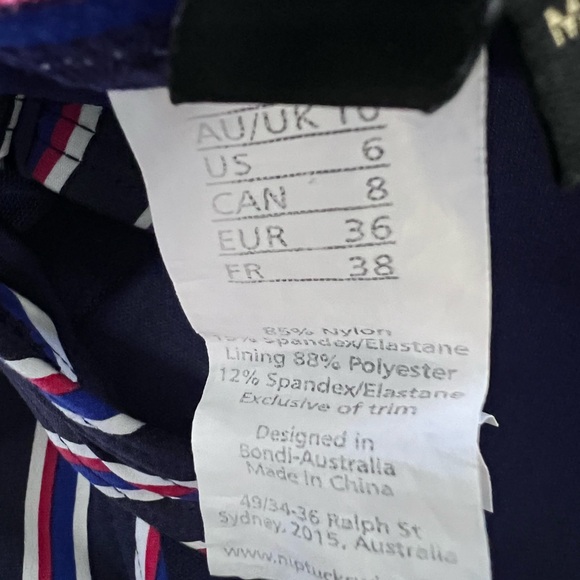 Niptuck Swim navy blue & red one piece with adjustable straps & padding. Size 6 - Picture 12 of 16